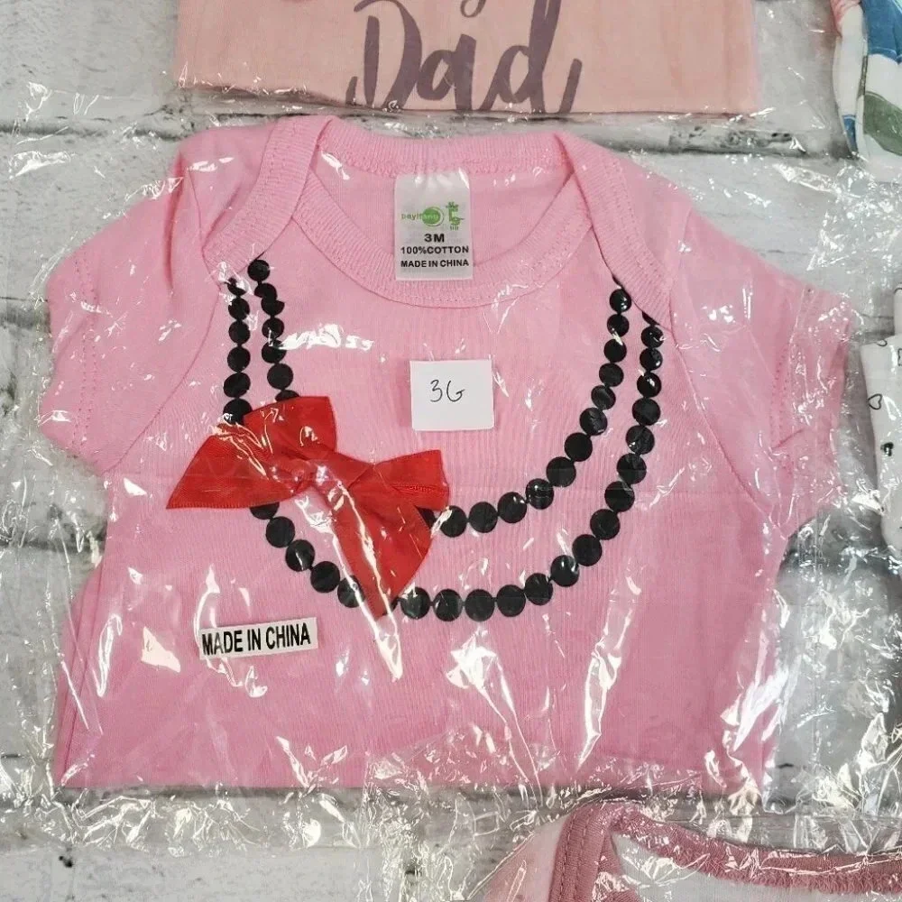 3m Girls Bodysuit set, 5pieces. Baby Girls Basic Bodysuits. Lot 1